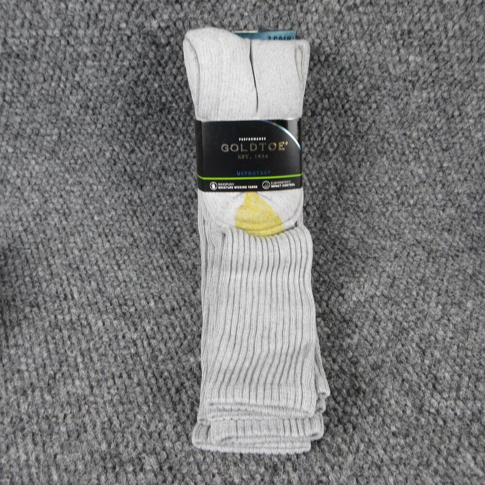 GOLD TOE Socks Mens 6-12.5 Gray Over-The-Calf Cushioned Moisture-Wicking NWT